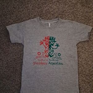 Gray Kids Shirt with Red and Green Print